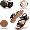 imageLittleplum Womens Sandals Arch Support  Comfortable Flat Sandals for Women Summer Breathable Adjustable Orthotic Walking Shoes for BeachTravelFashion Black