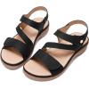 imageLittleplum Womens Sandals Arch Support  Comfortable Flat Sandals for Women Summer Breathable Adjustable Orthotic Walking Shoes for BeachTravelFashion Black