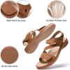imageLittleplum Womens Sandals Arch Support  Comfortable Flat Sandals for Women Summer Breathable Adjustable Orthotic Walking Shoes for BeachTravelFashion Brown