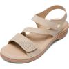 imageLittleplum Womens Sandals Arch Support  Comfortable Flat Sandals for Women Summer Breathable Adjustable Orthotic Walking Shoes for BeachTravelFashion Apricot
