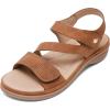 imageLittleplum Womens Sandals Arch Support  Comfortable Flat Sandals for Women Summer Breathable Adjustable Orthotic Walking Shoes for BeachTravelFashion Brown