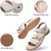 imageLittleplum Womens Sandals Arch Support  Comfortable Flat Sandals for Women Summer Breathable Adjustable Orthotic Walking Shoes for BeachTravelFashion Cream White