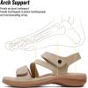 imageLittleplum Womens Sandals Arch Support  Comfortable Flat Sandals for Women Summer Breathable Adjustable Orthotic Walking Shoes for BeachTravelFashion Apricot