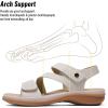 imageLittleplum Womens Sandals Arch Support  Comfortable Flat Sandals for Women Summer Breathable Adjustable Orthotic Walking Shoes for BeachTravelFashion Cream White