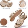 imageLittleplum Womens Sandals Arch Support  Comfortable Flat Sandals for Women Summer Breathable Adjustable Orthotic Walking Shoes for BeachTravelFashion Apricot