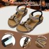 imageLittleplum Womens Sandals Arch Support Summer Flat Slides Ankle Elastic Walking Shoes Braided Beach Dressy Sandals for WomenClassic Black