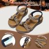 imageLittleplum Womens Sandals Arch Support Summer Flat Slides Ankle Elastic Walking Shoes Braided Beach Dressy Sandals for WomenClassic Blue