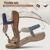 imageLittleplum Womens Sandals Arch Support Summer Flat Slides Ankle Elastic Walking Shoes Braided Beach Dressy Sandals for WomenClassic Blue