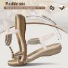 imageLittleplum Womens Sandals Arch Support Summer Flat Slides Ankle Elastic Walking Shoes Braided Beach Dressy Sandals for WomenClassic Cream White