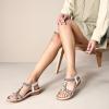 imageLittleplum Womens Sandals Arch Support Summer Flat Slides Ankle Elastic Walking Shoes Braided Beach Dressy Sandals for WomenClassic Cream White