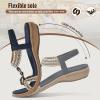 imageLittleplum Womens Sandals Arch Support Summer Flat Slides Ankle Elastic Walking Shoes Braided Beach Dressy Sandals for WomenElegant Blue