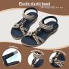 imageLittleplum Womens Sandals Arch Support Summer Flat Slides Ankle Elastic Walking Shoes Braided Beach Dressy Sandals for WomenElegant Blue