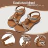 imageLittleplum Womens Sandals Arch Support Summer Flat Slides Ankle Elastic Walking Shoes Braided Beach Dressy Sandals for WomenElegant Brown