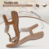 imageLittleplum Womens Sandals Arch Support Summer Flat Slides Ankle Elastic Walking Shoes Braided Beach Dressy Sandals for WomenElegant Brown