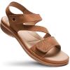 imageLittleplum Womens Sandals Arch Support  Comfortable Flat Sandals for Women Summer Breathable Adjustable Orthotic Walking Shoes for BeachTravelFashion Brown