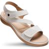 imageLittleplum Womens Sandals Arch Support  Comfortable Flat Sandals for Women Summer Breathable Adjustable Orthotic Walking Shoes for BeachTravelFashion Cream White