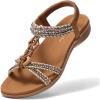 imageLittleplum Womens Sandals Arch Support Summer Flat Slides Ankle Elastic Walking Shoes Braided Beach Dressy Sandals for WomenElegant Brown