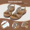 imageLittleplum Sandals Women Flat Dressy Sandal Summer Comfortable Slipon Casual Beach Shoes Dress Bohemian Ankle Elastic Flats SandalsComfortable Apricot