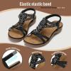 imageLittleplum Sandals Women Flat Dressy Sandal Summer Comfortable Slipon Casual Beach Shoes Dress Bohemian Ankle Elastic Flats SandalsComfortable Black