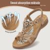 imageLittleplum Sandals Women Flat Dressy Sandal Summer Comfortable Slipon Casual Beach Shoes Dress Bohemian Ankle Elastic Flats SandalsFashion Apricot