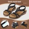 imageLittleplum Sandals Women Flat Dressy Sandal Summer Comfortable Slipon Casual Beach Shoes Dress Bohemian Ankle Elastic Flats SandalsFashion Black