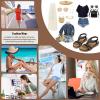imageLittleplum Sandals Women Flat Dressy Sandal Summer Comfortable Slipon Casual Beach Shoes Dress Bohemian Ankle Elastic Flats SandalsFashion Black