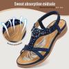 imageLittleplum Sandals Women Flat Dressy Sandal Summer Comfortable Slipon Casual Beach Shoes Dress Bohemian Ankle Elastic Flats SandalsFashion Blue