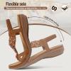 imageLittleplum Sandals Women Flat Dressy Sandal Summer Comfortable Slipon Casual Beach Shoes Dress Bohemian Ankle Elastic Flats SandalsFashion Brown