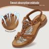 imageLittleplum Sandals Women Flat Dressy Sandal Summer Comfortable Slipon Casual Beach Shoes Dress Bohemian Ankle Elastic Flats SandalsFashion Brown