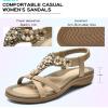 imageLittleplum Sandals Women Flat Dressy Sandal Summer Comfortable Slipon Casual Beach Shoes Dress Bohemian Ankle Elastic Flats SandalsStylish Apricot