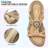 imageLittleplum Sandals Women Flat Dressy Sandal Summer Comfortable Slipon Casual Beach Shoes Dress Bohemian Ankle Elastic Flats SandalsStylish Apricot