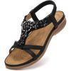 imageLittleplum Sandals Women Flat Dressy Sandal Summer Comfortable Slipon Casual Beach Shoes Dress Bohemian Ankle Elastic Flats SandalsFashion Black