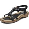 imageLittleplum Sandals Women Flat Dressy Sandal Summer Comfortable Slipon Casual Beach Shoes Dress Bohemian Ankle Elastic Flats SandalsStylish Black