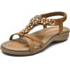 imageLittleplum Sandals Women Flat Dressy Sandal Summer Comfortable Slipon Casual Beach Shoes Dress Bohemian Ankle Elastic Flats SandalsStylish Brown