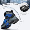 imageLittleplum Boys Snow Boots Winter Warm Booties Antiskid Hiking Outdoor Shoes Ankle Boots for KidsBlack Royal Blue