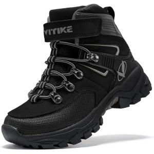 imageLittleplum Boys Snow Boots Winter Warm Booties Antiskid Hiking Outdoor Shoes Ankle Boots for KidsBlack