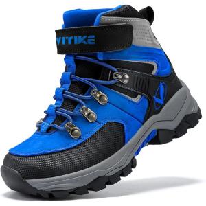 imageLittleplum Boys Snow Boots Winter Warm Booties Antiskid Hiking Outdoor Shoes Ankle Boots for KidsBlack Royal Blue