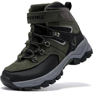 imageLittleplum Boys Snow Boots Winter Warm Booties Antiskid Hiking Outdoor Shoes Ankle Boots for KidsBlackGreen