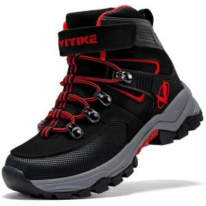 imageLittleplum Boys Snow Boots Winter Warm Booties Antiskid Hiking Outdoor Shoes Ankle Boots for KidsBlackRed