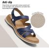 image:imageLittleplum Orthopedic Arch Support Sandals for Women Comfortable Walking Orthotic Flat Sandals with Adjustable StrapBlue