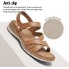image:imageLittleplum Orthopedic Arch Support Sandals for Women Comfortable Walking Orthotic Flat Sandals with Adjustable StrapBrown