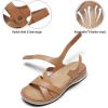 image:imageLittleplum Orthopedic Arch Support Sandals for Women Comfortable Walking Orthotic Flat Sandals with Adjustable StrapBrown