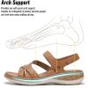 image:imageLittleplum Orthopedic Arch Support Sandals for Women Comfortable Walking Orthotic Flat Sandals with Adjustable StrapBrown