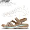 image:imageLittleplum Orthopedic Arch Support Sandals for Women Comfortable Walking Orthotic Flat Sandals with Adjustable StrapKhaki