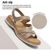 image:imageLittleplum Orthopedic Arch Support Sandals for Women Comfortable Walking Orthotic Flat Sandals with Adjustable StrapKhaki
