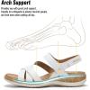 image:imageLittleplum Orthopedic Arch Support Sandals for Women Comfortable Walking Orthotic Flat Sandals with Adjustable StrapWhite