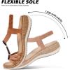 image:imageLittleplum Women Flats Sandals Arch Support OpenToe Casual Summer Low Wedge Shoes for Daily Beach Walking Dressy Comfy Sandals1817Brown
