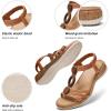 image:imageLittleplum Women Flats Sandals Arch Support OpenToe Casual Summer Low Wedge Shoes for Daily Beach Walking Dressy Comfy Sandals1817Brown