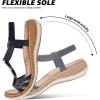 image:imageLittleplum Women Flats Sandals Arch Support OpenToe Casual Summer Low Wedge Shoes for Daily Beach Walking Dressy Comfy Sandals1818Black