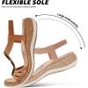 image:imageLittleplum Women Flats Sandals Arch Support OpenToe Casual Summer Low Wedge Shoes for Daily Beach Walking Dressy Comfy Sandals1818Brown